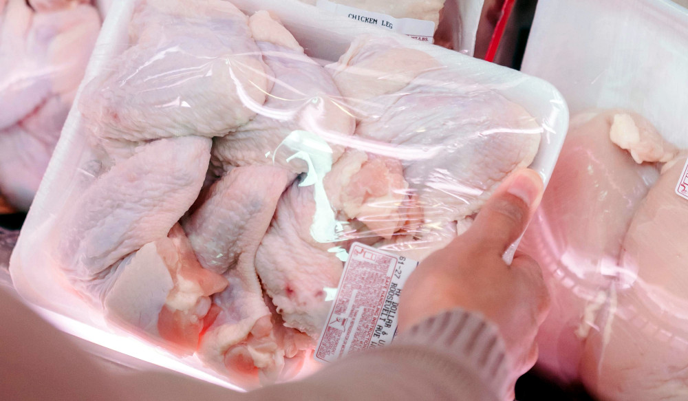 plastic wrapped
chicken
